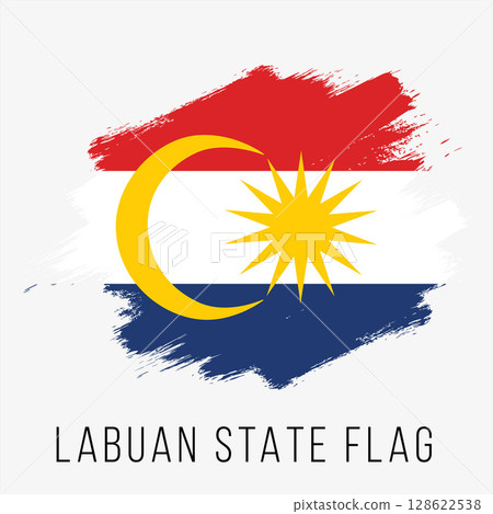 Malaysia State Labuan Vector Flag Design Template. Labuan Flag for Independence Day. Grunge Labuan Flag 128622538