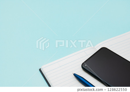 Smartphone, notepad and ballpoint pen Smartphone, notepad and ballpoint pen 128622550