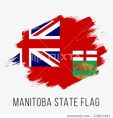 Canada Province Manitoba Vector Flag Design Template. Manitoba Flag for Independence Day. Grunge Manitoba Flag 128622663
