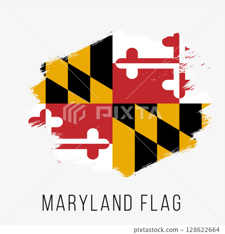 USA State Maryland Vector Flag Design Template. Maryland Flag for Independence Day. Grunge Maryland Flag 128622664