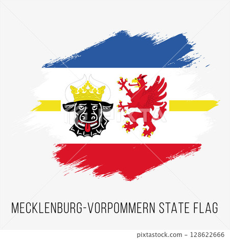 Germany State Mecklenburg-Vorpommern Vector Flag Design Template. Mecklenburg-Vorpommern Flag for Independence Day. Grunge Mecklenburg-Vorpommern Flag 128622666