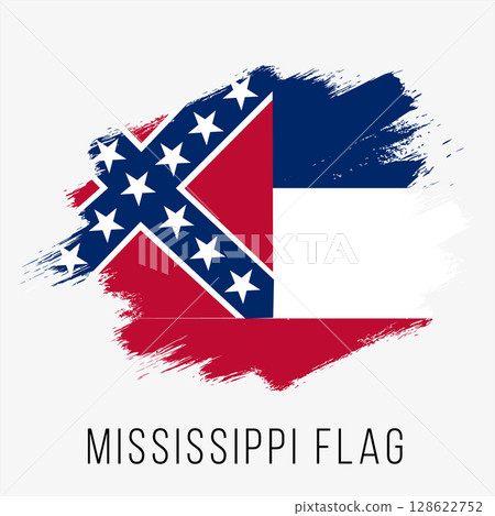 USA State Mississippi Vector Flag Design Template. Mississippi Flag for Independence Day. Grunge Mississippi Flag 128622752