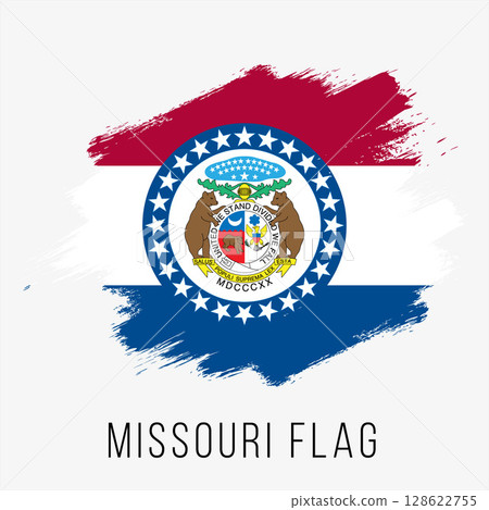 USA State Missouri Vector Flag Design Template. Missouri Flag for Independence Day. Grunge Missouri Flag 128622755