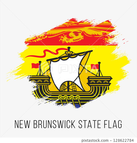 Canada Province New Brunswick Vector Flag Design Template. New Brunswick Flag for Independence Day. Grunge New Brunswick Flag Canada Province New Brunswick Vector Flag Design Template. New Brunswick Flag for Independence Day. Grunge New Brunswick Flag 128622784