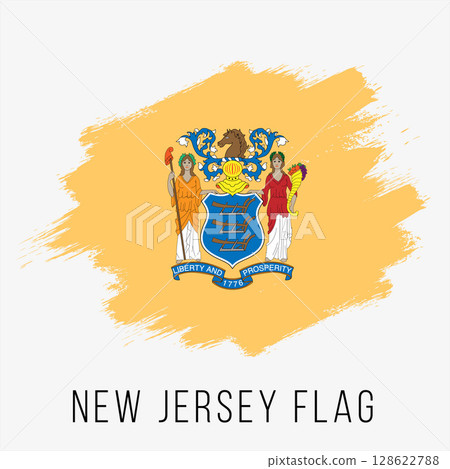 USA State New Jersey Vector Flag Design Template. New Jersey Flag for Independence Day. Grunge New Jersey Flag 128622788