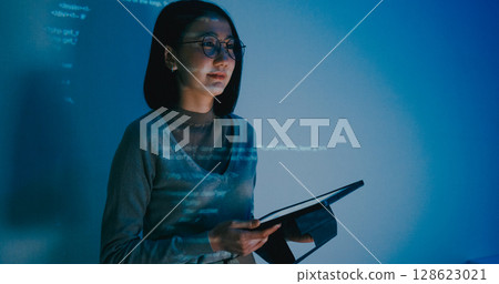 Group adult Asia female software developer mentor leader manager talk strategy plan to executive write prompt AI bot IT app program nomad, video game, designer, data center. Projecting slideshow code. Group adult Asia female software developer mentor leader manager talk strategy plan to executive write prompt AI bot IT app program nomad, video game, designer, data center. Projecting slideshow code. 128623021