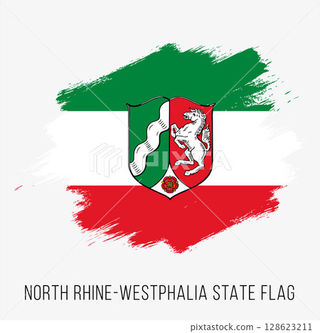 Germany State North Rhine-Westphalia Vector Flag Design Template. North Rhine-Westphalia Flag for Independence Day. Grunge North Rhine-Westphalia Flag Germany State North Rhine-Westphalia Vector Flag Design Template. North Rhine-Westphalia Flag for Independence Day. Grunge North Rhine-Westphalia Flag 128623211
