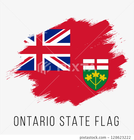Canada Province Ontario Vector Flag Design Template. Ontario Flag for Independence Day. Grunge Ontario Flag Canada Province Ontario Vector Flag Design Template. Ontario Flag for Independence Day. Grunge Ontario Flag 128623222