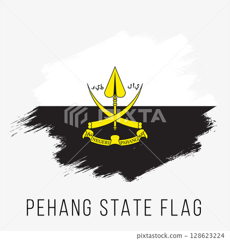 Malaysia State Pehang Vector Flag Design Template. Pehang Flag for Independence Day. Grunge Pehang Flag 128623224