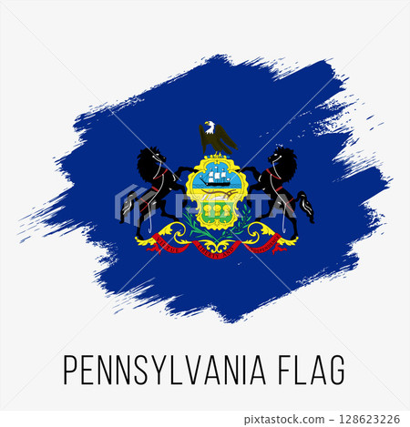 USA State Pennsylvania Vector Flag Design Template. Pennsylvania Flag for Independence Day. Grunge Pennsylvania Flag 128623226