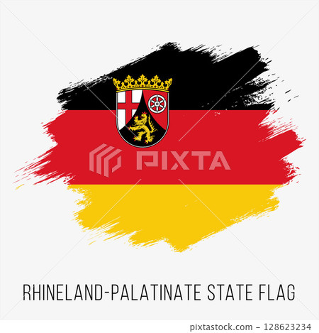 Germany State Rhineland-Palatinate Vector Flag Design Template. Rhineland-Palatinate Flag for Independence Day. Grunge Rhineland-Palatinate Flag 128623234