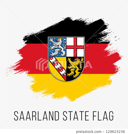 Germany State Saarland Vector Flag Design Template. Saarland Flag for Independence Day. Grunge Saarland Flag 128623236