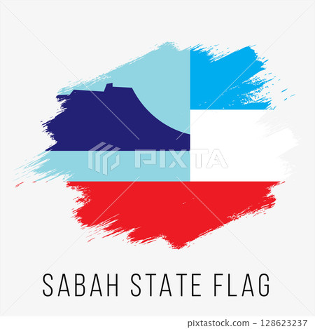 Malaysia State Sabah Vector Flag Design Template. Sabah Flag for Independence Day. Grunge Sabah Flag Malaysia State Sabah Vector Flag Design Template. Sabah Flag for Independence Day. Grunge Sabah Flag 128623237