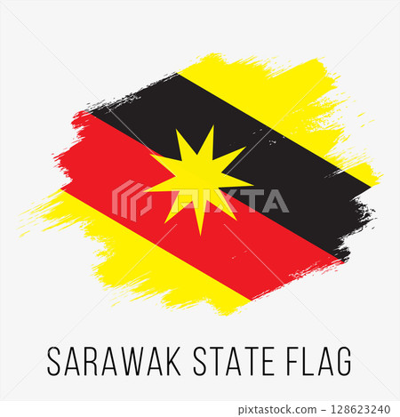 Malaysia State Sarawak Vector Flag Design Template. Sarawak Flag for Independence Day. Grunge Sarawak Flag Malaysia State Sarawak Vector Flag Design Template. Sarawak Flag for Independence Day. Grunge Sarawak Flag 128623240