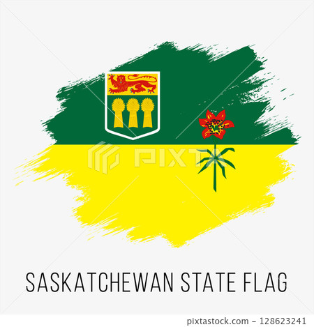 Canada Province Saskatchewan Vector Flag Design Template. Saskatchewan Flag for Independence Day. Grunge Saskatchewan Flag 128623241