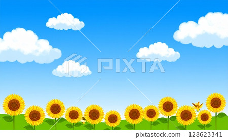 夏日的天空與向日葵插圖2 128623341