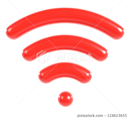 紅色 3D wifi 圖示插圖 128623655