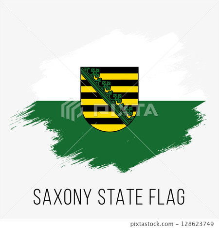 Germany State Saxony Vector Flag Design Template. Saxony Flag for Independence Day. Grunge Saxony Flag 128623749
