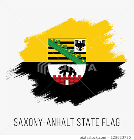 Germany State Saxony-Anhalt Vector Flag Design Template. Saxony-Anhalt Flag for Independence Day. Grunge Saxony-Anhalt Flag 128623750