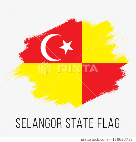Malaysia State Selangor Vector Flag Design Template. Selangor Flag for Independence Day. Grunge Selangor Flag 128623752