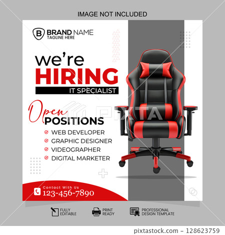 Modern Gray and Red We're Hiring IT Specialist Social Media Post Vector Template Modern Gray and Red We're Hiring IT Specialist Social Media Post Vector Template 128623759