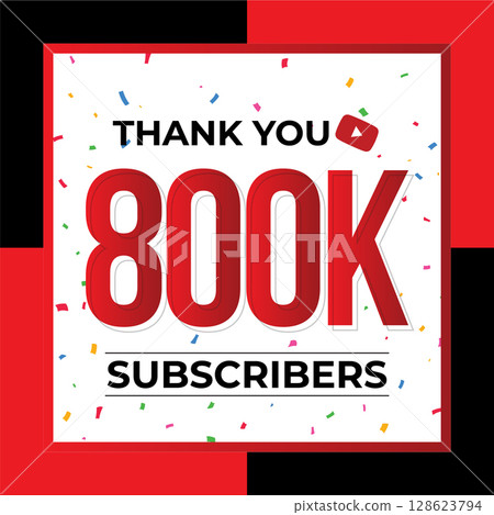 Thank You 600K Subscribers Celebration Vector Template Design 128623794