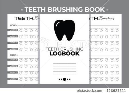 Printable Interior Pages KDP Teeth Brushing Blank Book Vector Design Template 128623811