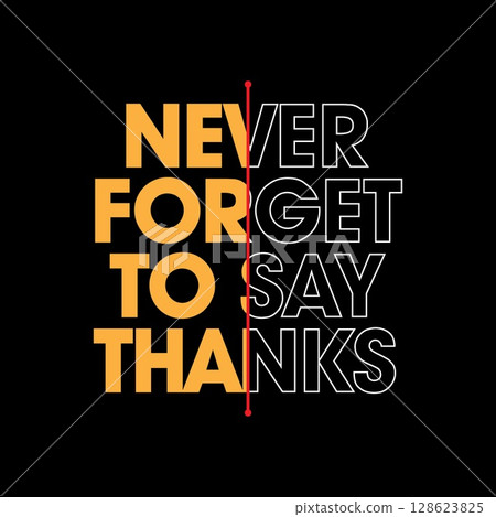 Reminder Quote Poster: Never Forget To Say Thanks Vector Design 128623825