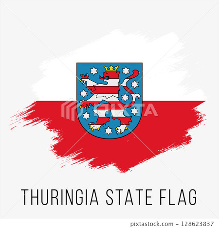 Germany State Thuringia Vector Flag Design Template. Thuringia Flag for Independence Day. Grunge Thuringia Flag Germany State Thuringia Vector Flag Design Template. Thuringia Flag for Independence Day. Grunge Thuringia Flag 128623837