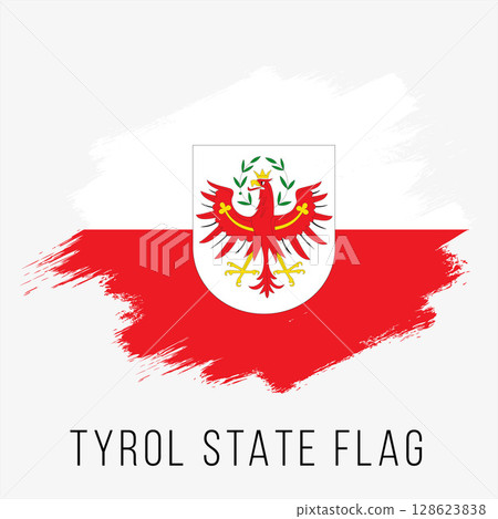 Austria States Tyrol Vector Flag Design Template. Tyrol Flag for Independence Day. Grunge Tyrol Flag 128623838