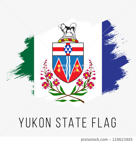 Canada Province Yukon Vector Flag Design Template. Yukon Flag for Independence Day. Grunge Yukon Flag 128623885