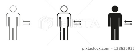 Human Interaction And Communication Arrows Icon Set. Social Exchange, Interaction, And Communication Outline And Silhouette Symbol Collection. Interpersonal Connection. Isolated Vector Illustration 128623935