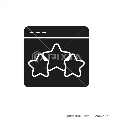 Web Rating Stars Solid Icon. User Feedback, Online Review, And Quality Rating Silhouette Symbol. Browser Window Illustration. Isolated Vector Illustration Web Rating Stars Solid Icon. User Feedback, Online Review, And Quality Rating Silhouette Symbol. Browser Window Illustration. Isolated Vector Illustration 128623938