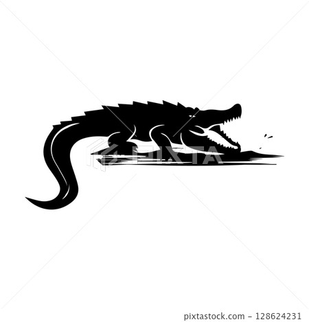 vector illustration of estuarine crocodile 128624231