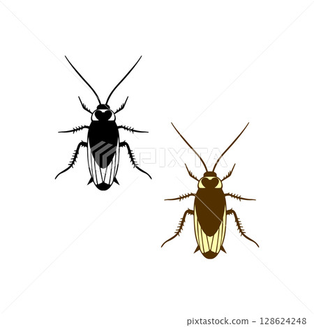 Simple Black and White Illustration of a Cockroach Simple Black and White Illustration of a Cockroach 128624248