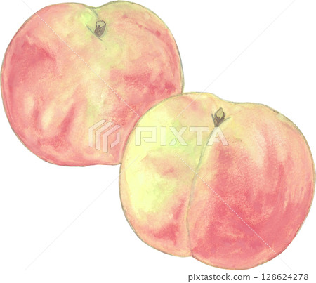 水彩畫的桃子 128624278