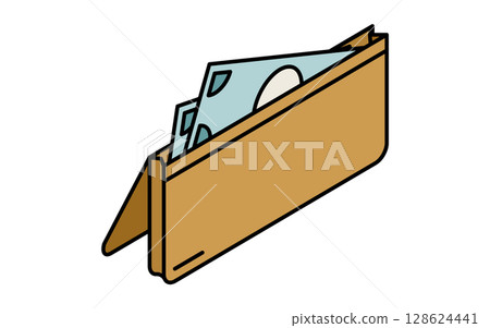 裡面有鈔票的錢包的簡單線條圖示（等距圖） 128624441