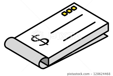 Chequebook simple line icon (isometric illustration) 128624468