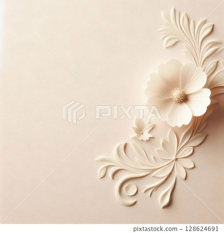 優雅的白色花卉浮雕背景材料，非常適合婚禮和周年紀念日 128624691