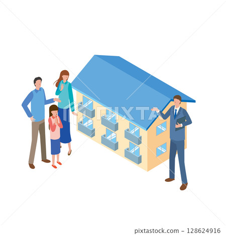 Real estate staff introducing apartments 128624916