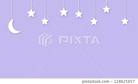 Cute background with moon and star garland 128625857
