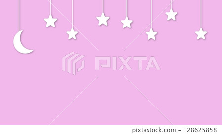 帶有月亮和星星花圈的可愛背景 128625858