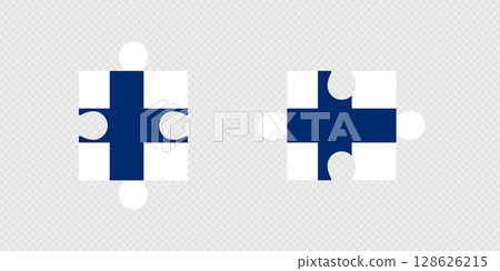 Puzzle Pieces with Finland Flag. 128626215