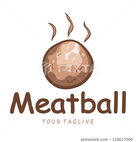 meatball logo design illustration template for Asian food, processed meat, restaurant, business meatball logo design illustration template for Asian food, processed meat, restaurant, business 128627006