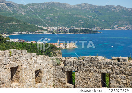 ruins of ancient Fort Mogren in Budva, Montenegro 128627279