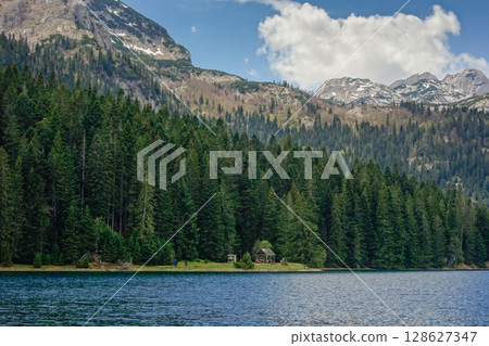 the Black lake in Durmitor National Park, Zabljak, Montenegro the Black lake in Durmitor National Park, Zabljak, Montenegro 128627347