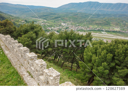 inside the walls of Berat Castle in Berat, Albania, a Unesco World Heritage Site 128627389