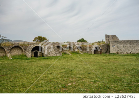inside the walls of Berat Castle in Berat, Albania, a Unesco World Heritage Site inside the walls of Berat Castle in Berat, Albania, a Unesco World Heritage Site 128627455