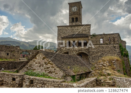 old medieval stone church of Gjirokaster castle in Albania old medieval stone church of Gjirokaster castle in Albania 128627474