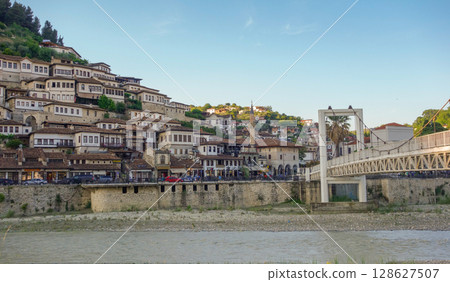 facades of old houses in Berat city, Albania. a Unesco World Heritage Site facades of old houses in Berat city, Albania. a Unesco World Heritage Site 128627507